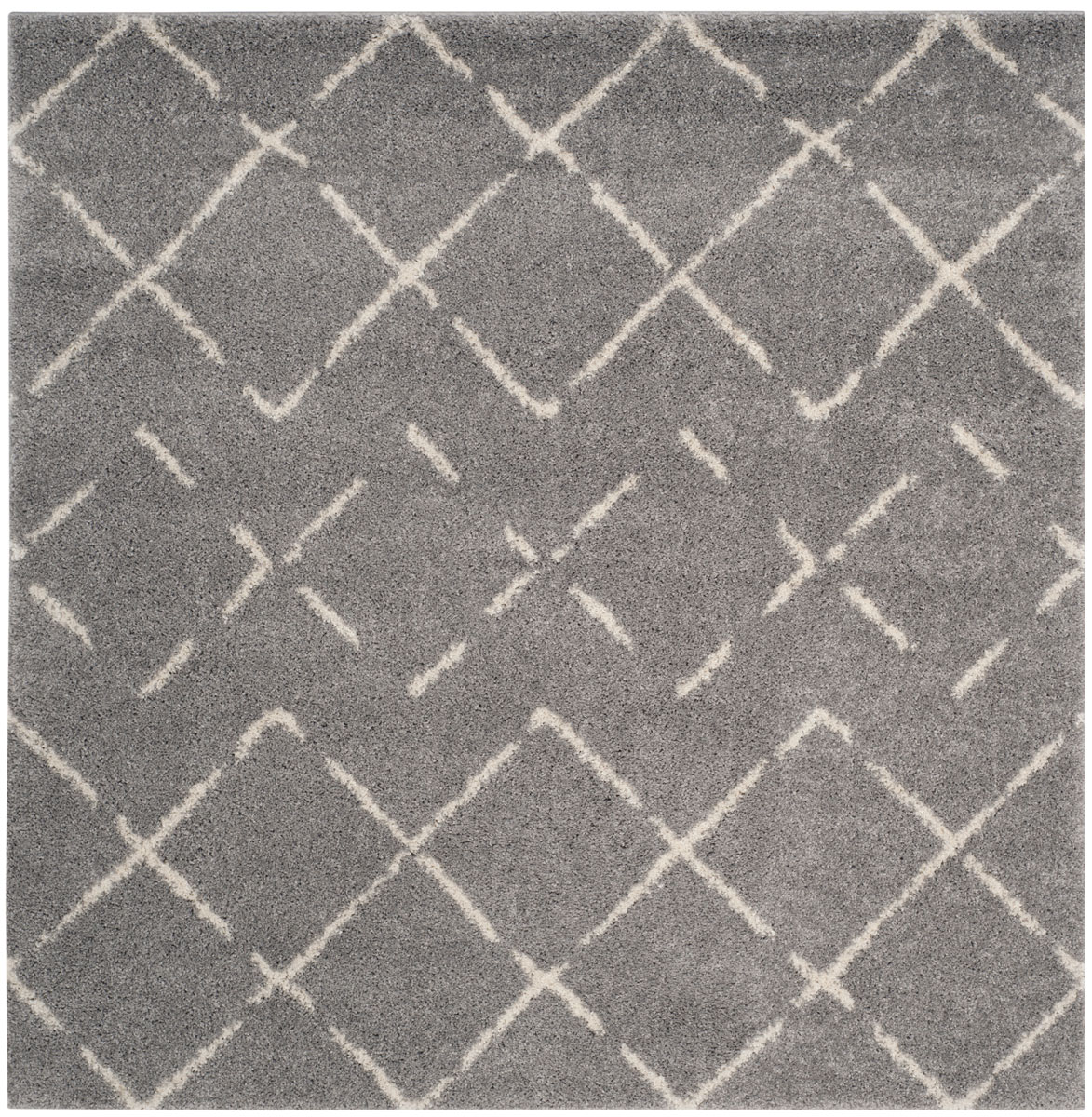Asg743d-7sq Arizona Shag Power Loomed Square Area Rug, Grey & Ivory - 6 Ft.-7 In. X 6 Ft.-7 In.