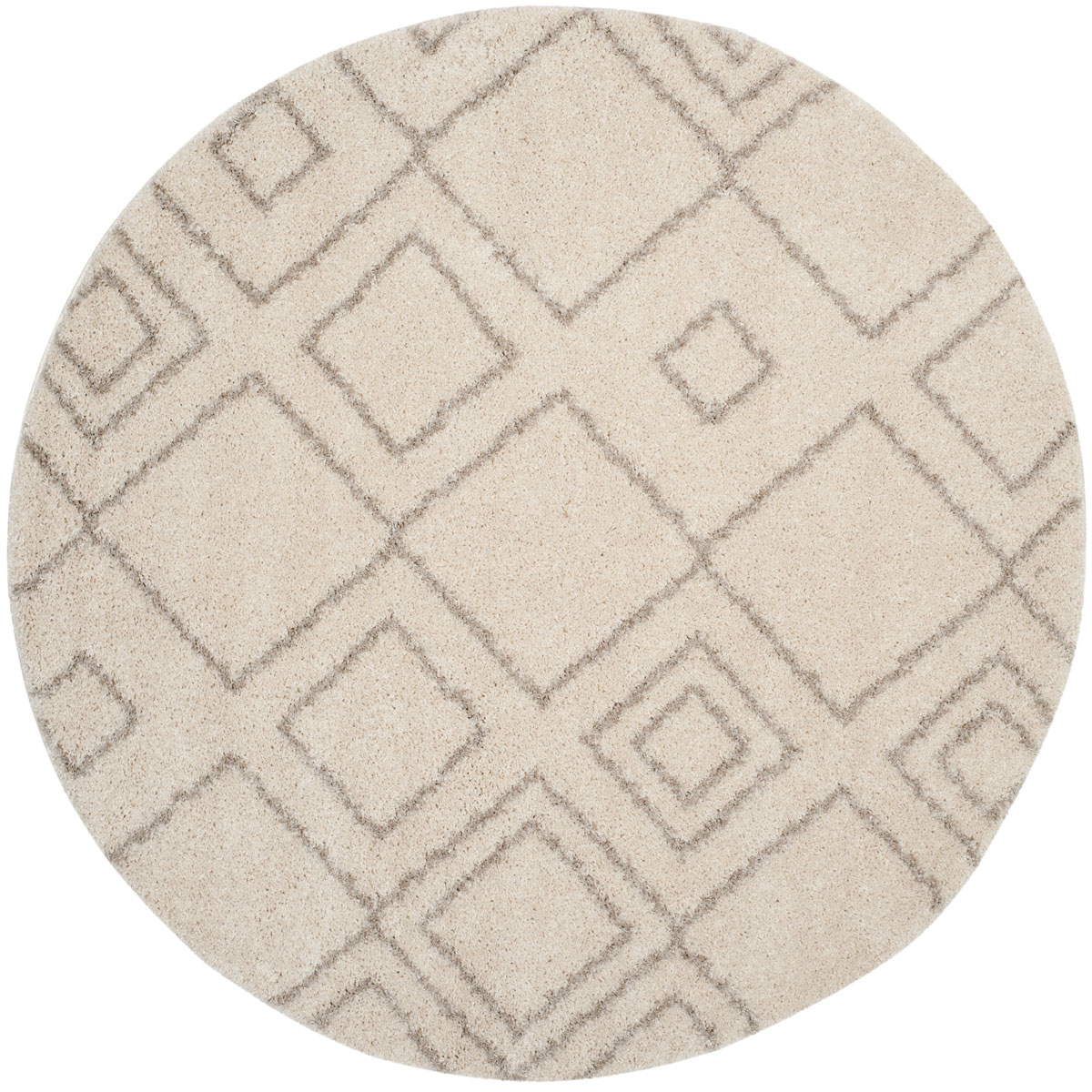 Asg744a-7r Arizona Shag Power Loomed Round Area Rug, Ivory & Beige - 6 Ft.-7 In. X 6 Ft.-7 In.