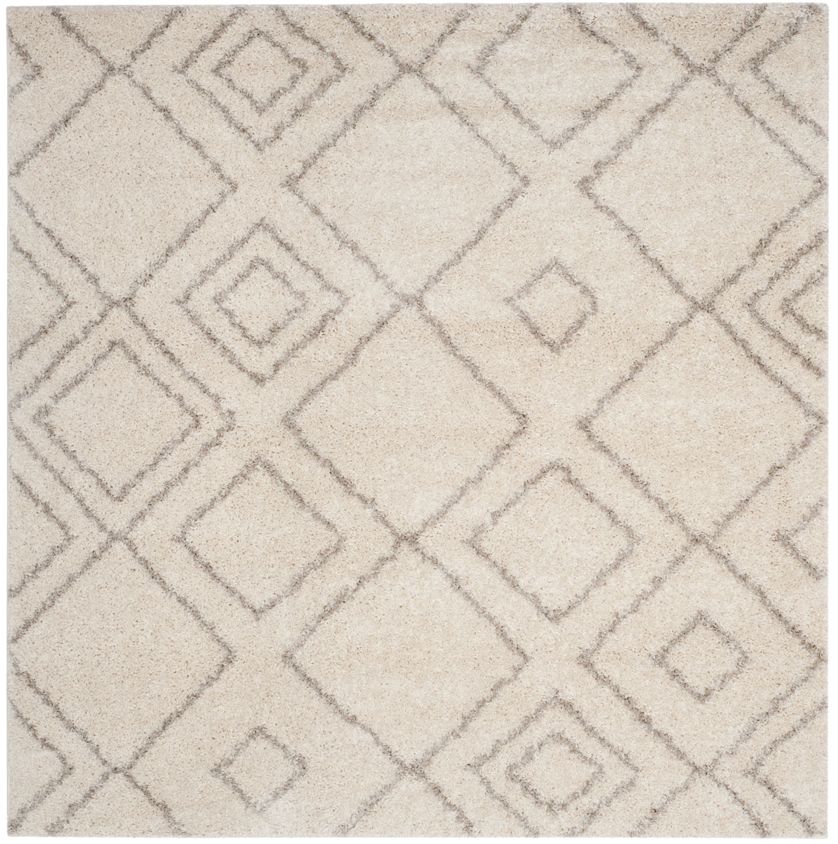 Asg744a-7sq Arizona Shag Power Loomed Square Area Rug, Ivory & Beige - 6 Ft.-7 In. X 6 Ft.-7 In.