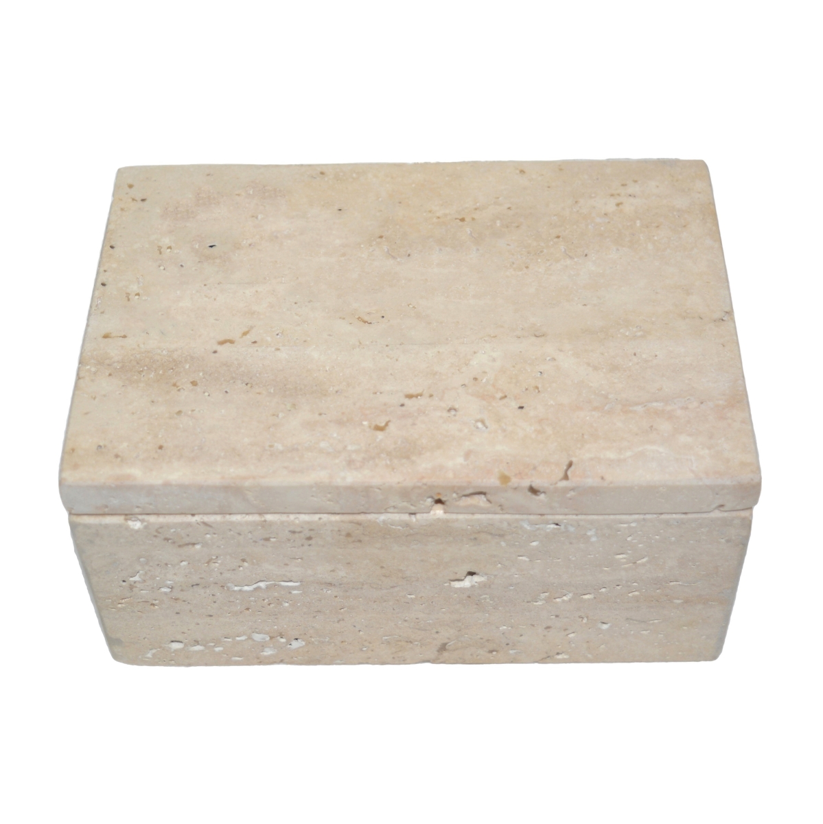 20702-01 6 in. Travertine Box, Tan