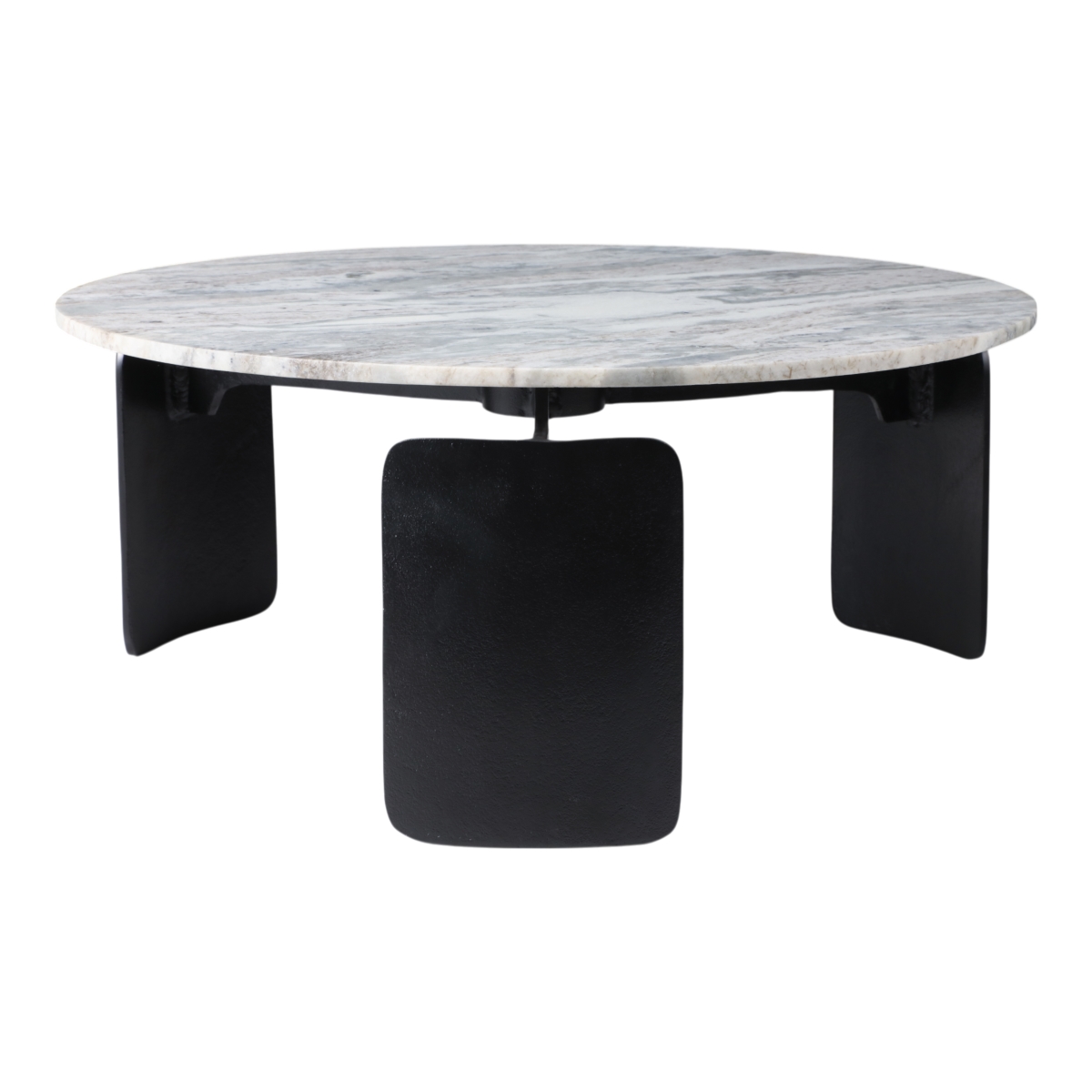 22482 30 x 13 in. Marble Top 3-footed Coffee Table, Grey & Black
