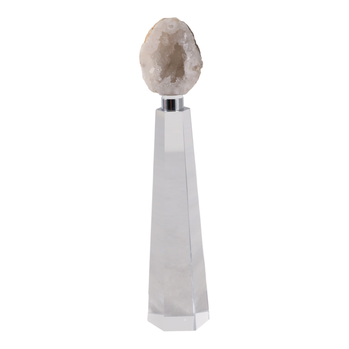 22594-02 11 x 2 in. Agate on Crystal Base, White & Clear