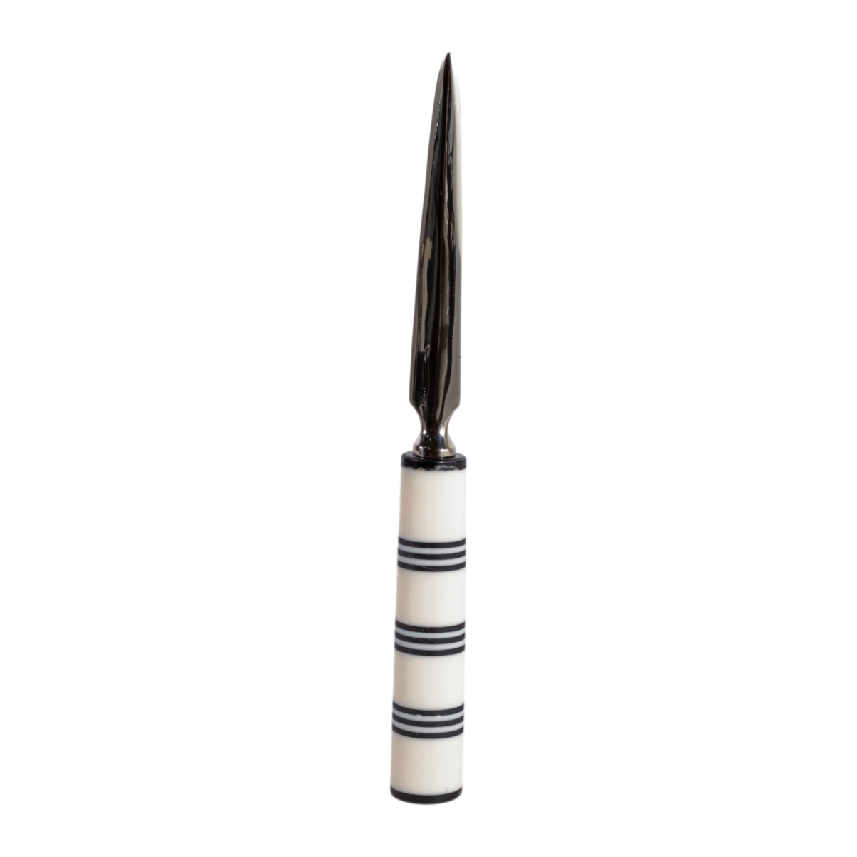 22840-02 9 in. Letter Opener Resin Handle with Lines, White & Black