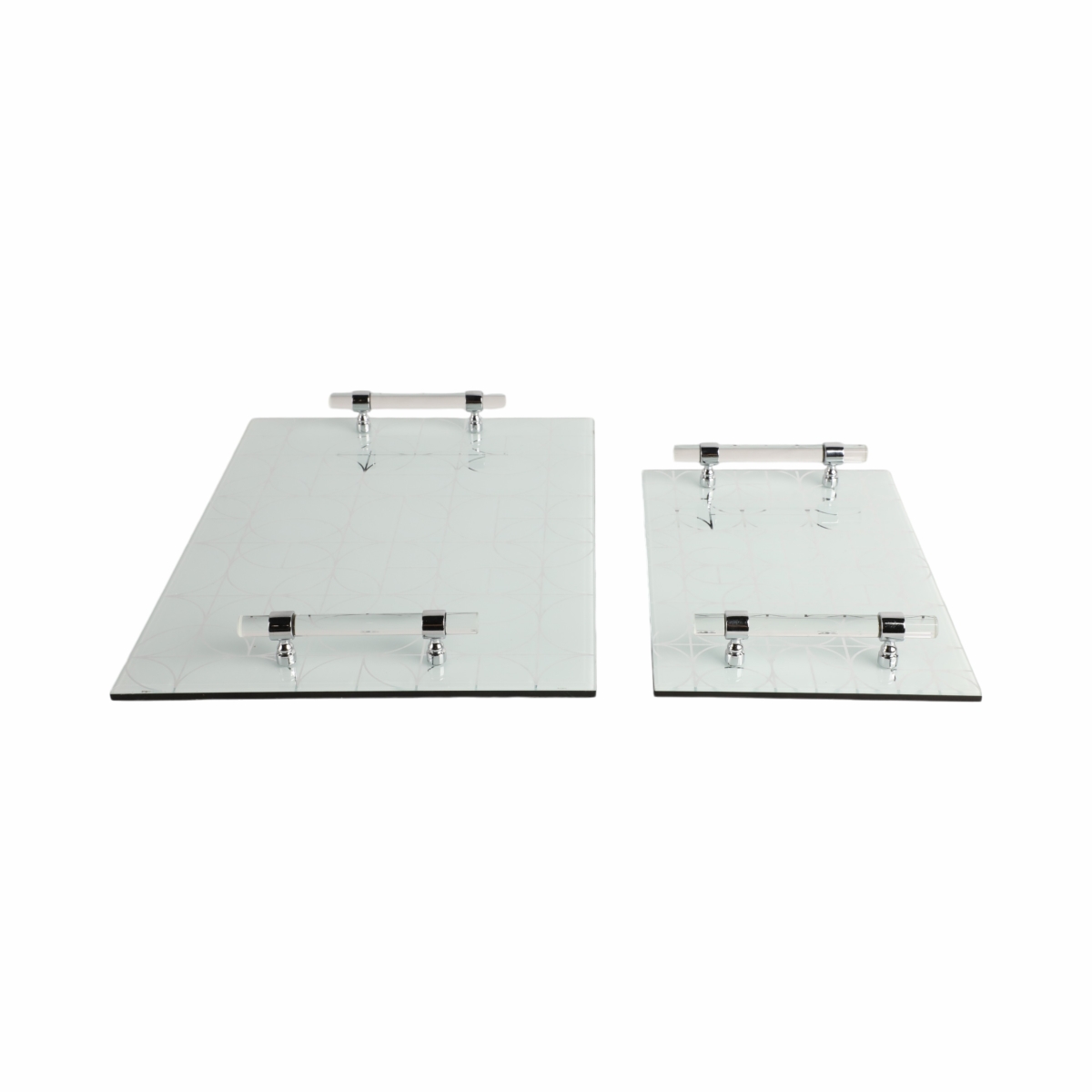 Picture of Sagebrook Home 20046-04 12-16 in. Sparkly Geo Glass Trays, Silver - Set of 2