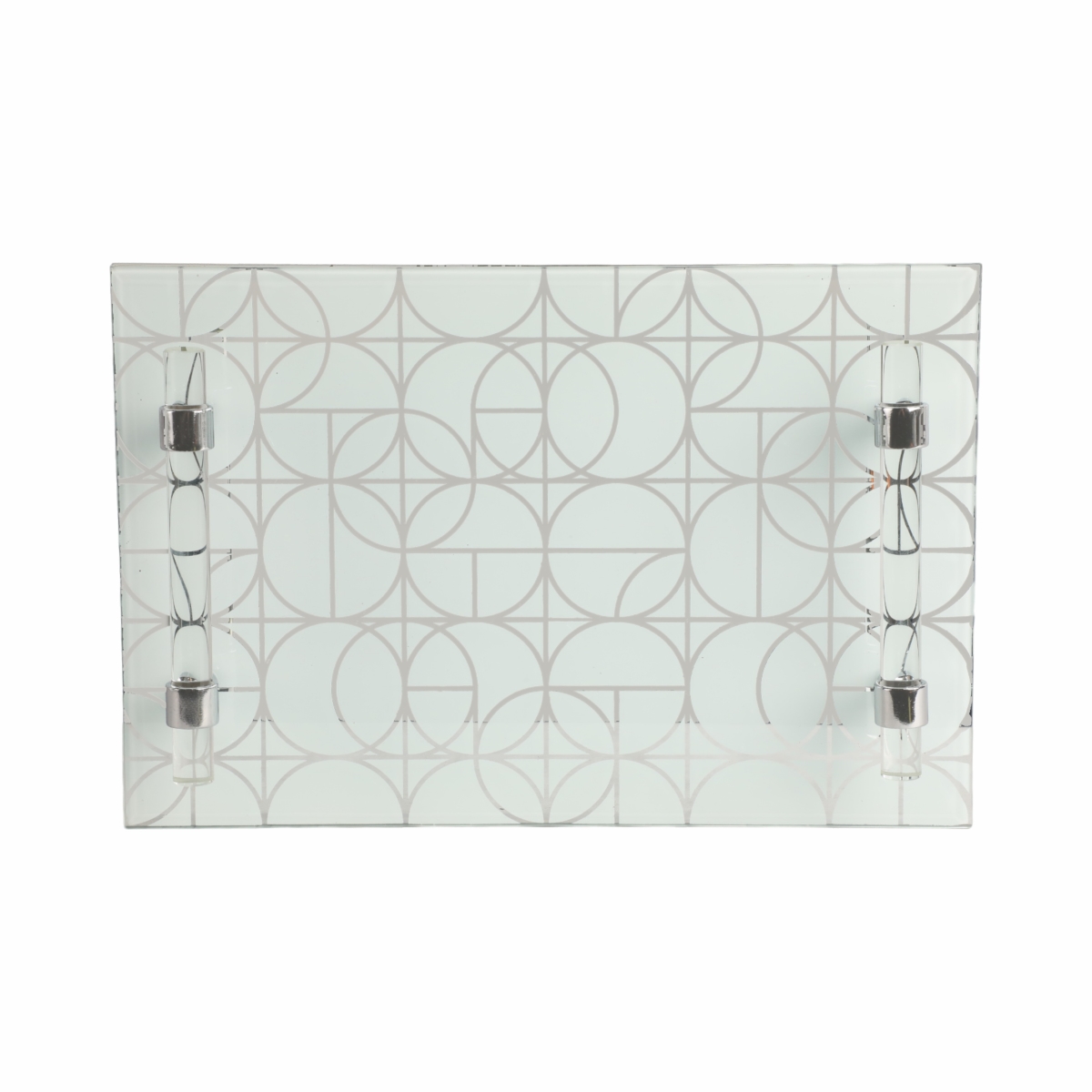Picture of Sagebrook Home 20046-04 12-16 in. Sparkly Geo Glass Trays, Silver - Set of 2