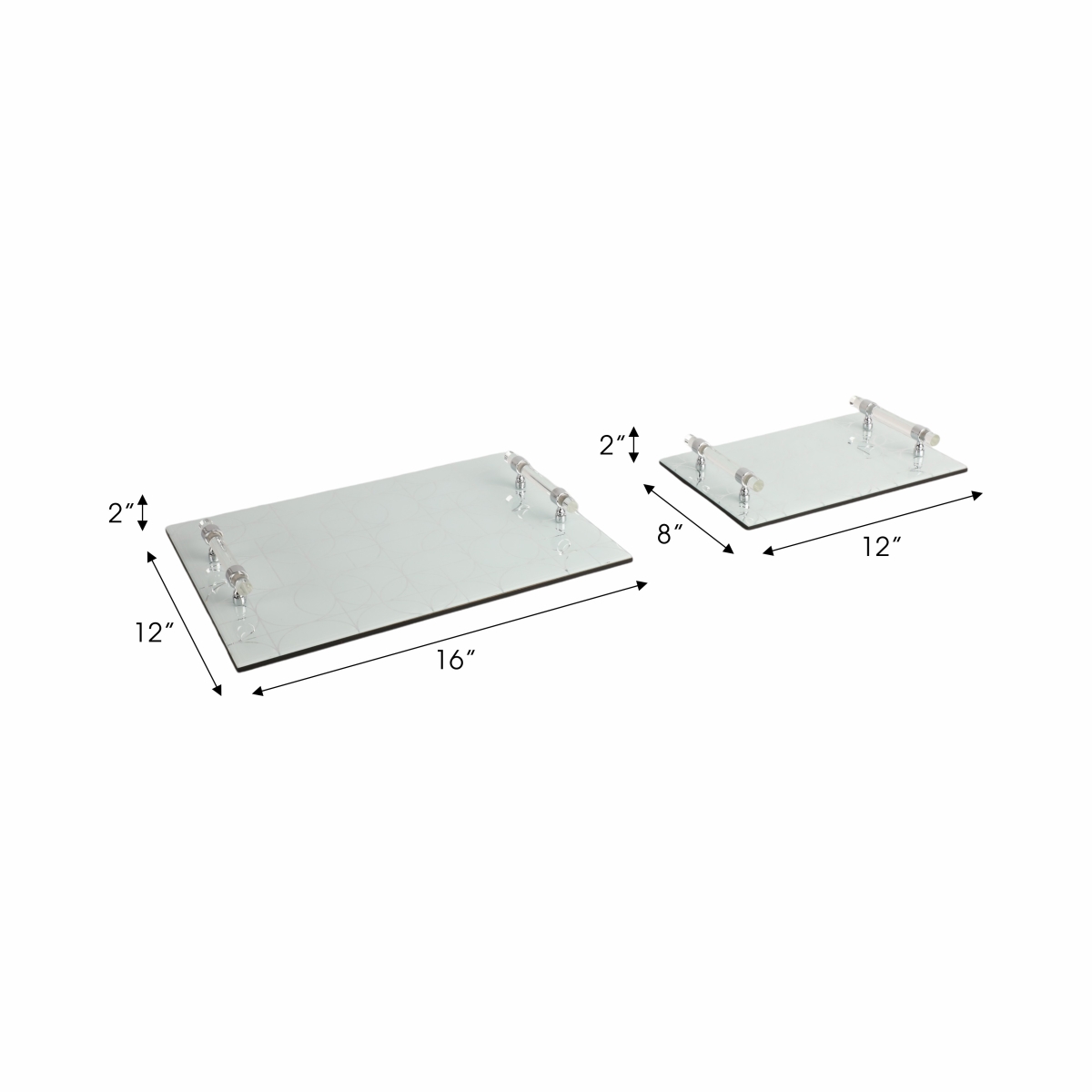 Picture of Sagebrook Home 20046-04 12-16 in. Sparkly Geo Glass Trays, Silver - Set of 2