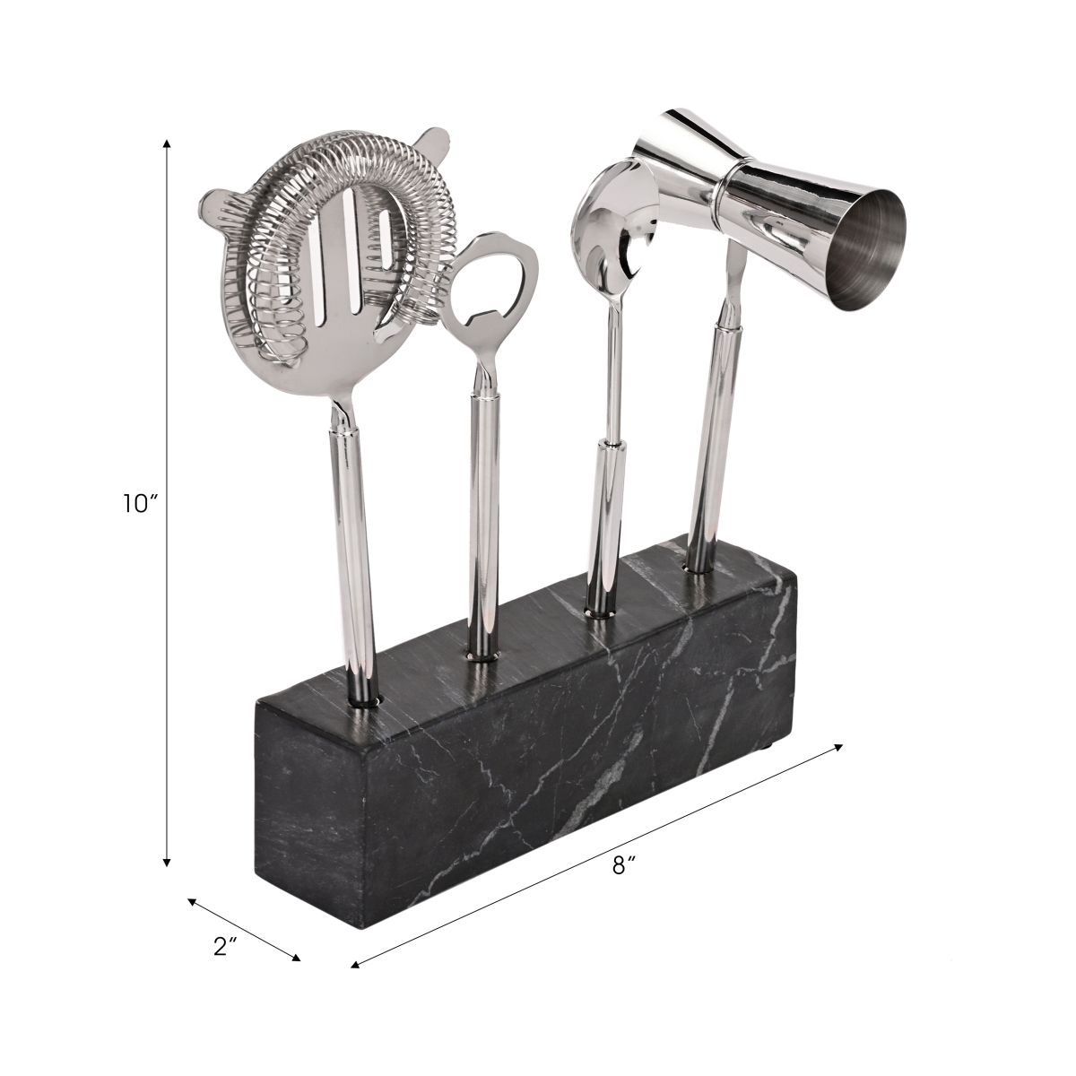 Picture of Sagebrook Home 22555 10 in. Bar Utensil Set, Silver & Black - 4 Piece