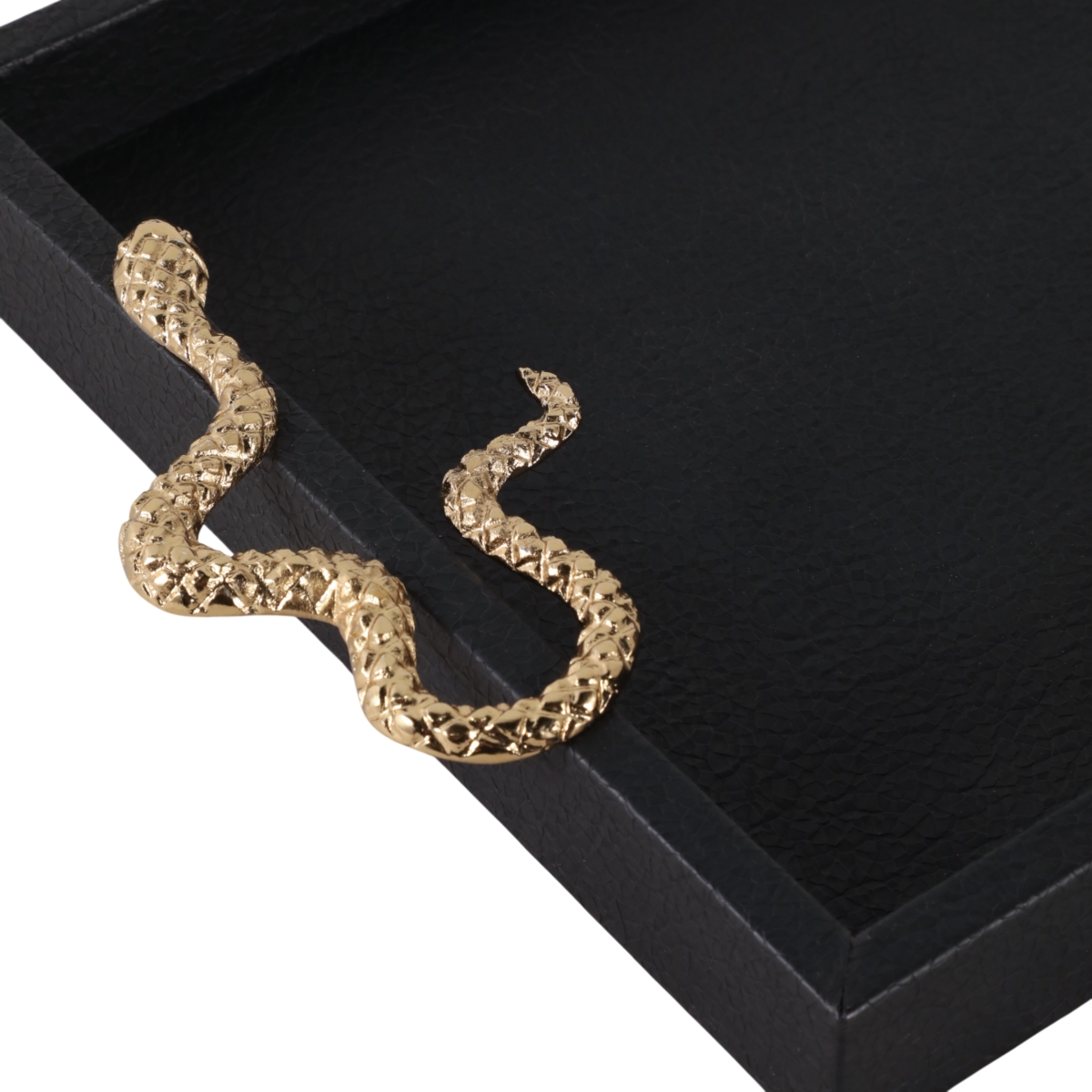 Picture of Sagebrook Home 22394 19 x 12 in. Faux Leather Snake Tray, Black & Gold