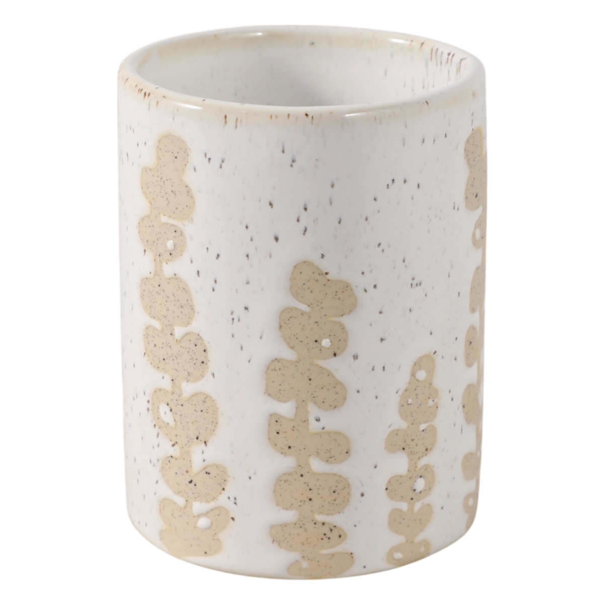 22619 4 in. Wild Plant Pencil Cup, Ivory & Tan
