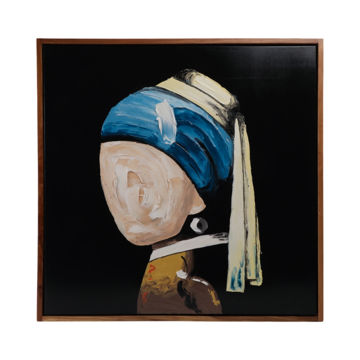 70451 47 x 47 in. Hand Painted Girl with Pearl Earring Canvas Art, Multi Color