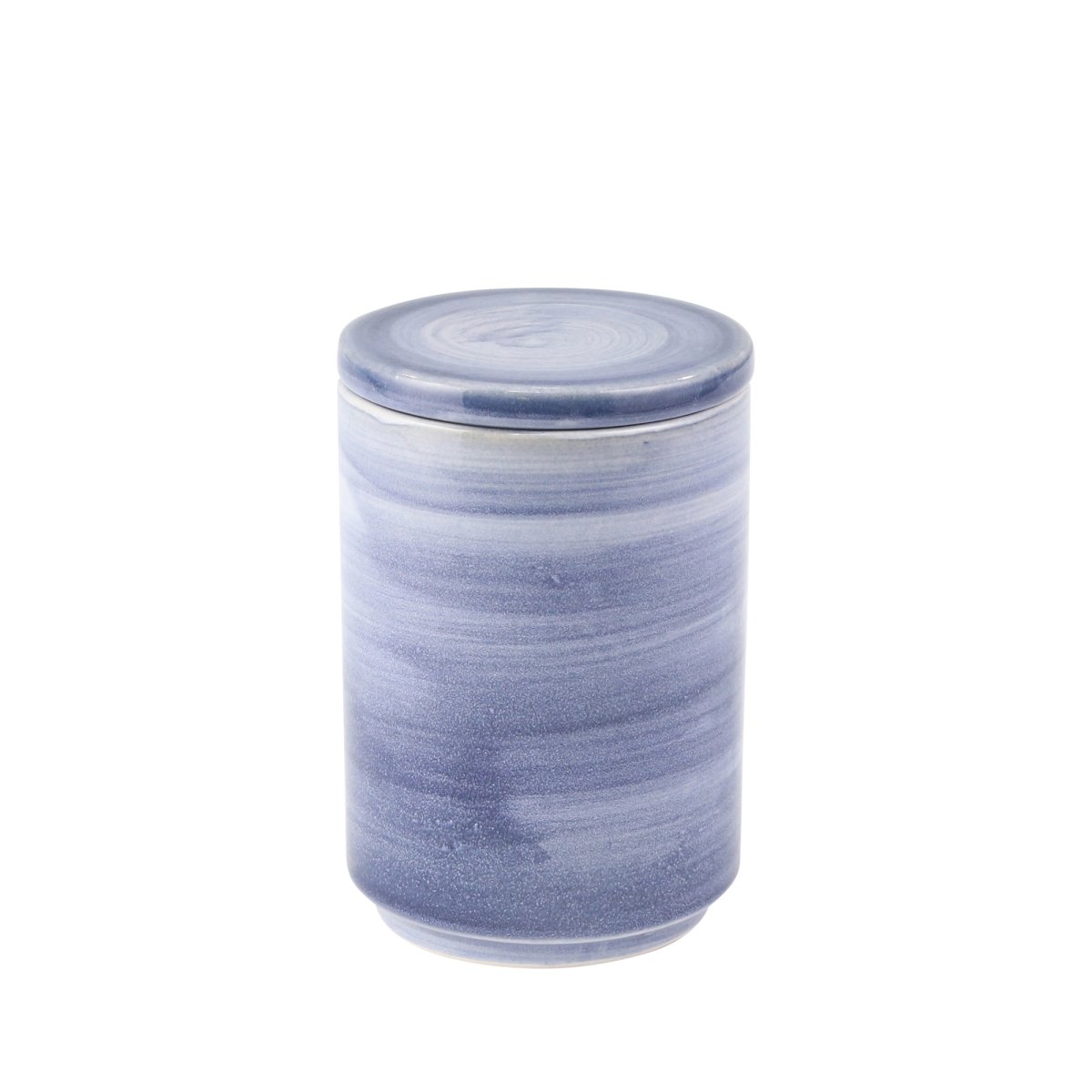14147-02 8 In. Ceramic Covered Storage Jar, Blue