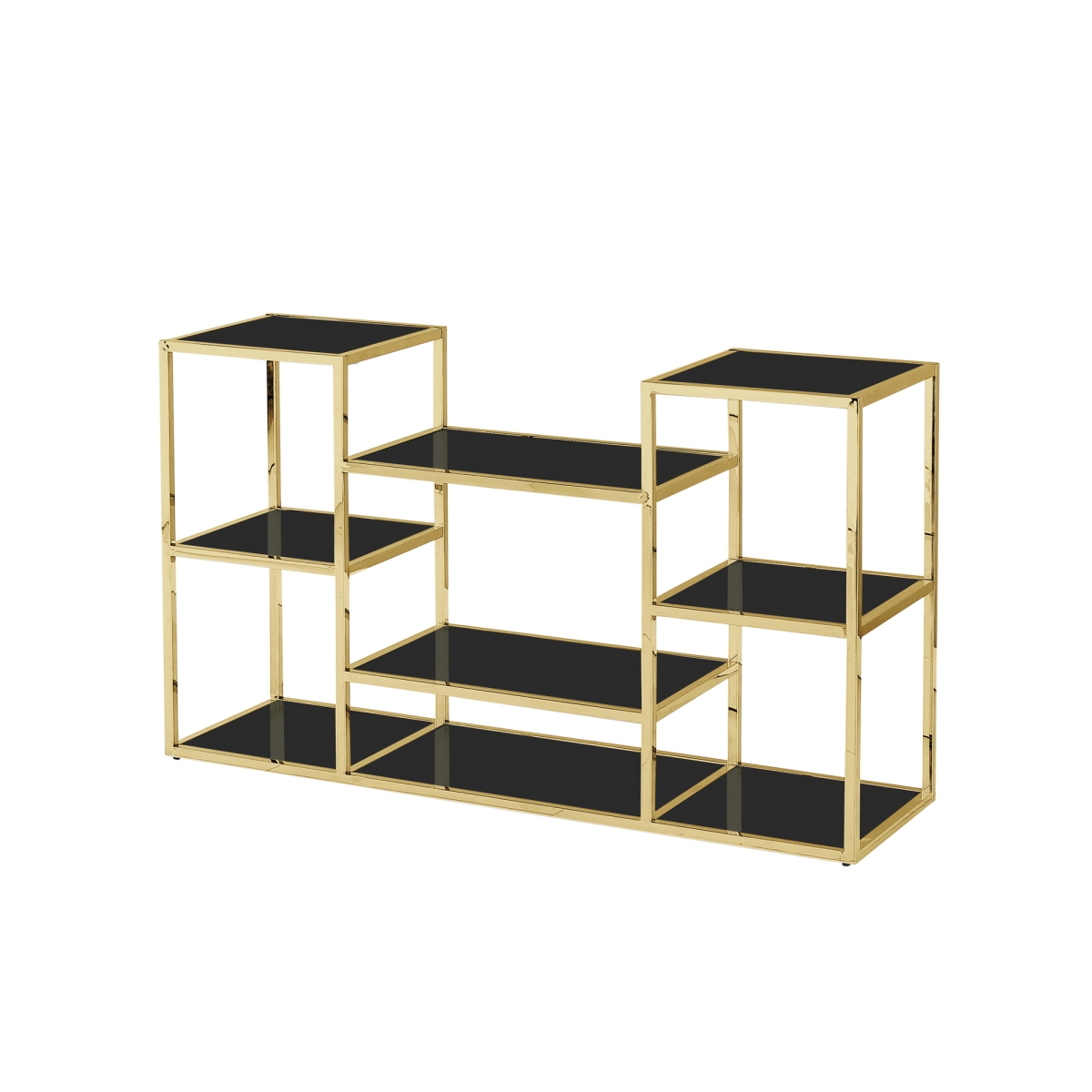 14622-02 42 In. Stainless Steel & Glass Console Table, Gold & Black