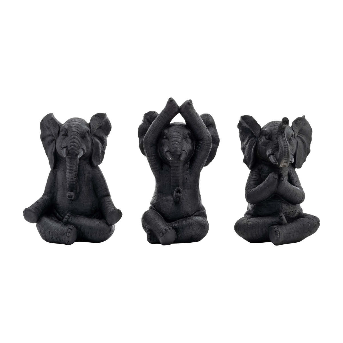 Picture of Sagebrook Home 17103-03 8 in. Resin Yoga Elephants Figurine, Black - Set of 3