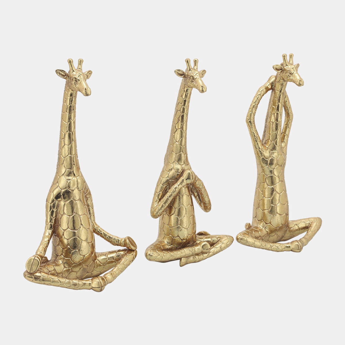 Generic 3x12in. Polyresin Yoga Giraffe Sculptures 3pc