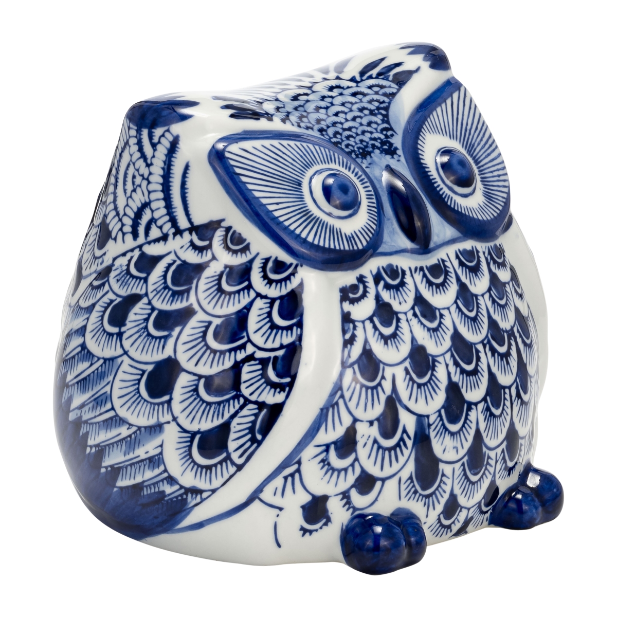 Picture of Sagebrook Home 17999-02 6 in. Ceramic Chinoiserie Owl Figurine&#44; Blue & White
