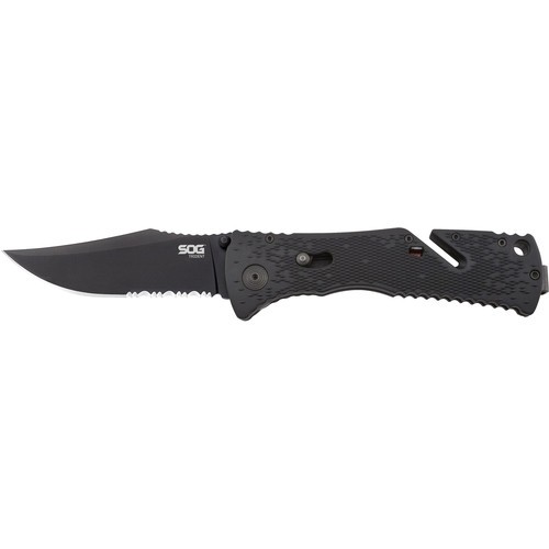 Tf1-bx Trident Partially Serrated - Black Tini