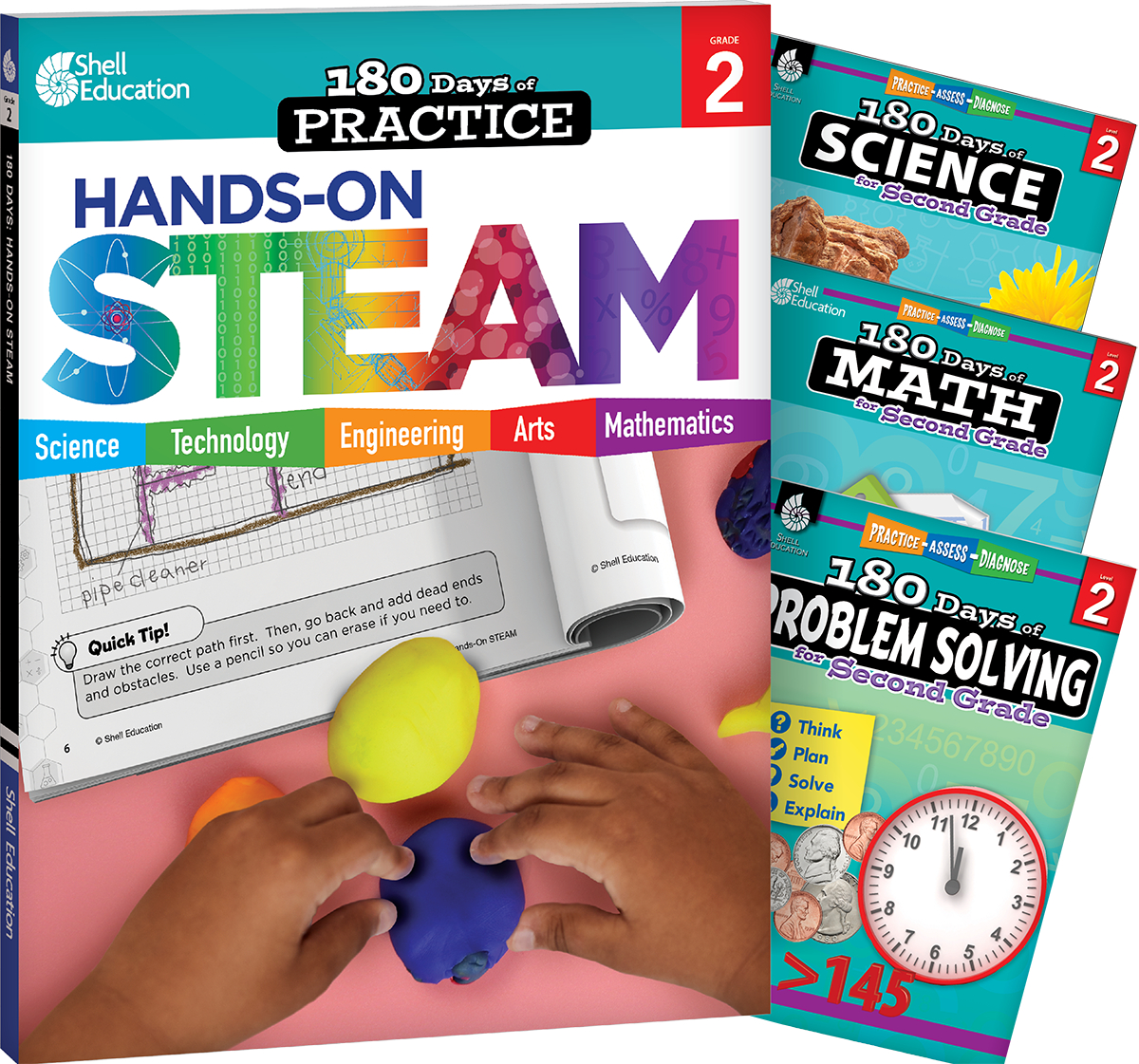695043 180 Days - Steam, Science, Math & Problem Solving Grade 2 - 4-Book Set