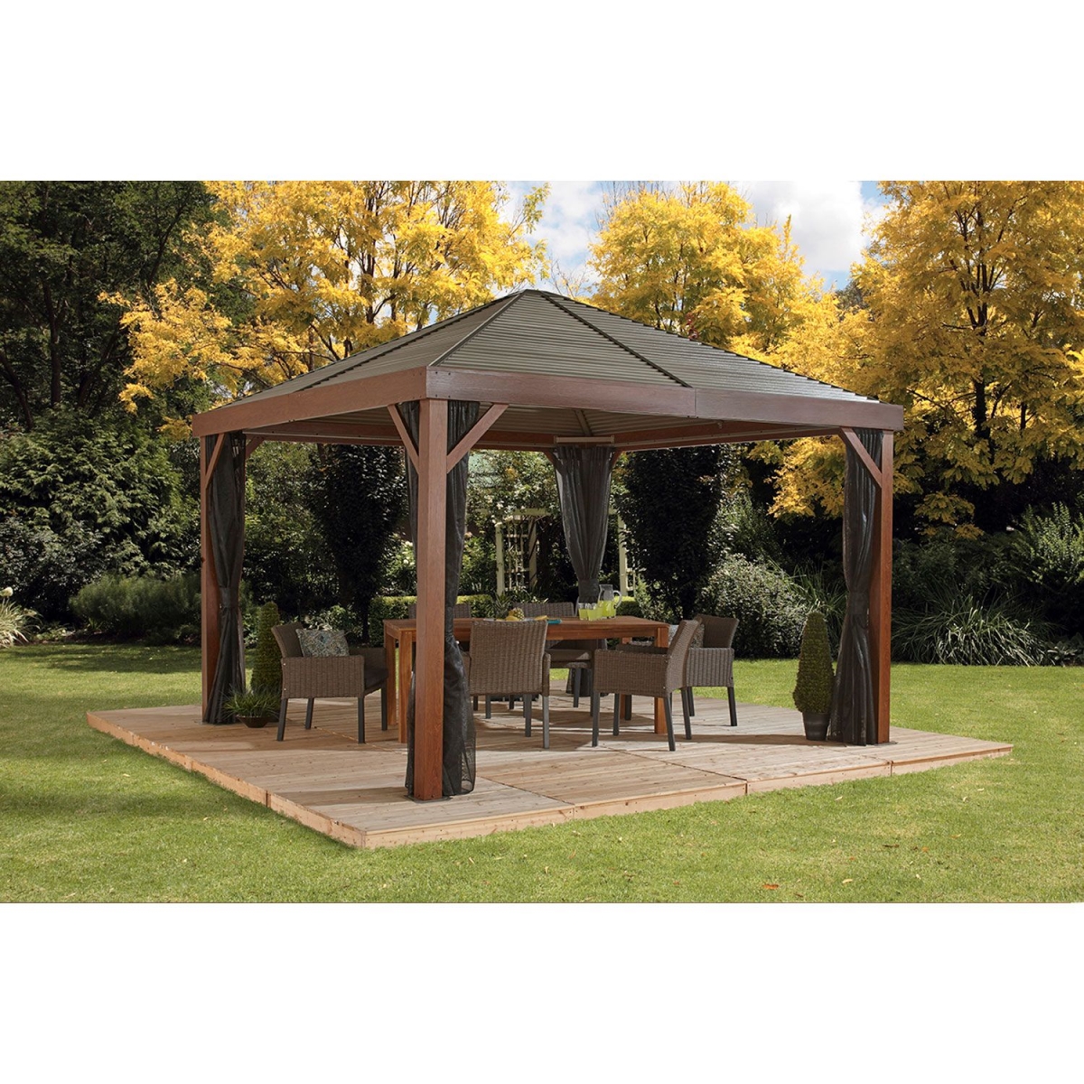 Sojag 500-8162790 12 X 12 In. South Beach Wood Effect Sun Shelter - Steel
