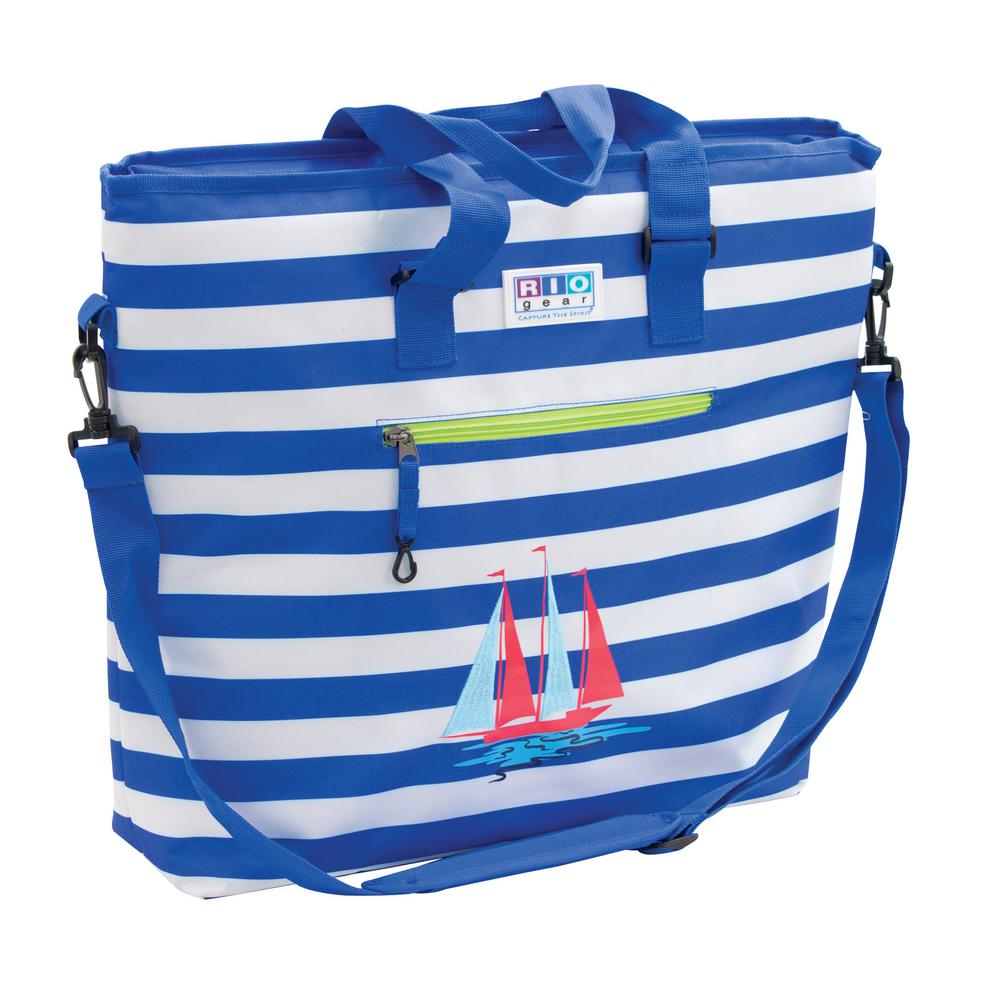 Ct777-1915-1 Deluxe Insulated Tote Bag With Bottle Opener, Blue Stripe