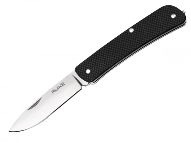 -ruike-l11-b 3.38 In. Straight Edge Folding Knife, Clip Point - Black