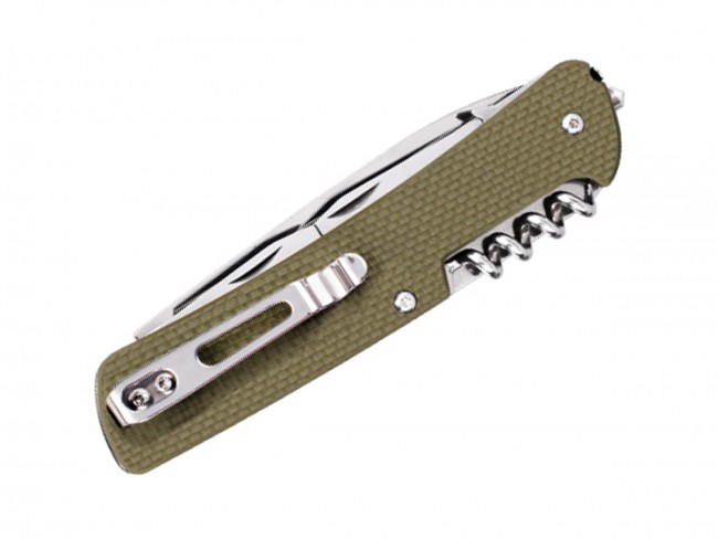 -ruike-l21-g 3.35 In. Straight Edge Folding Multifunction Knife, Clip Point - 12 Featured Tools, Green