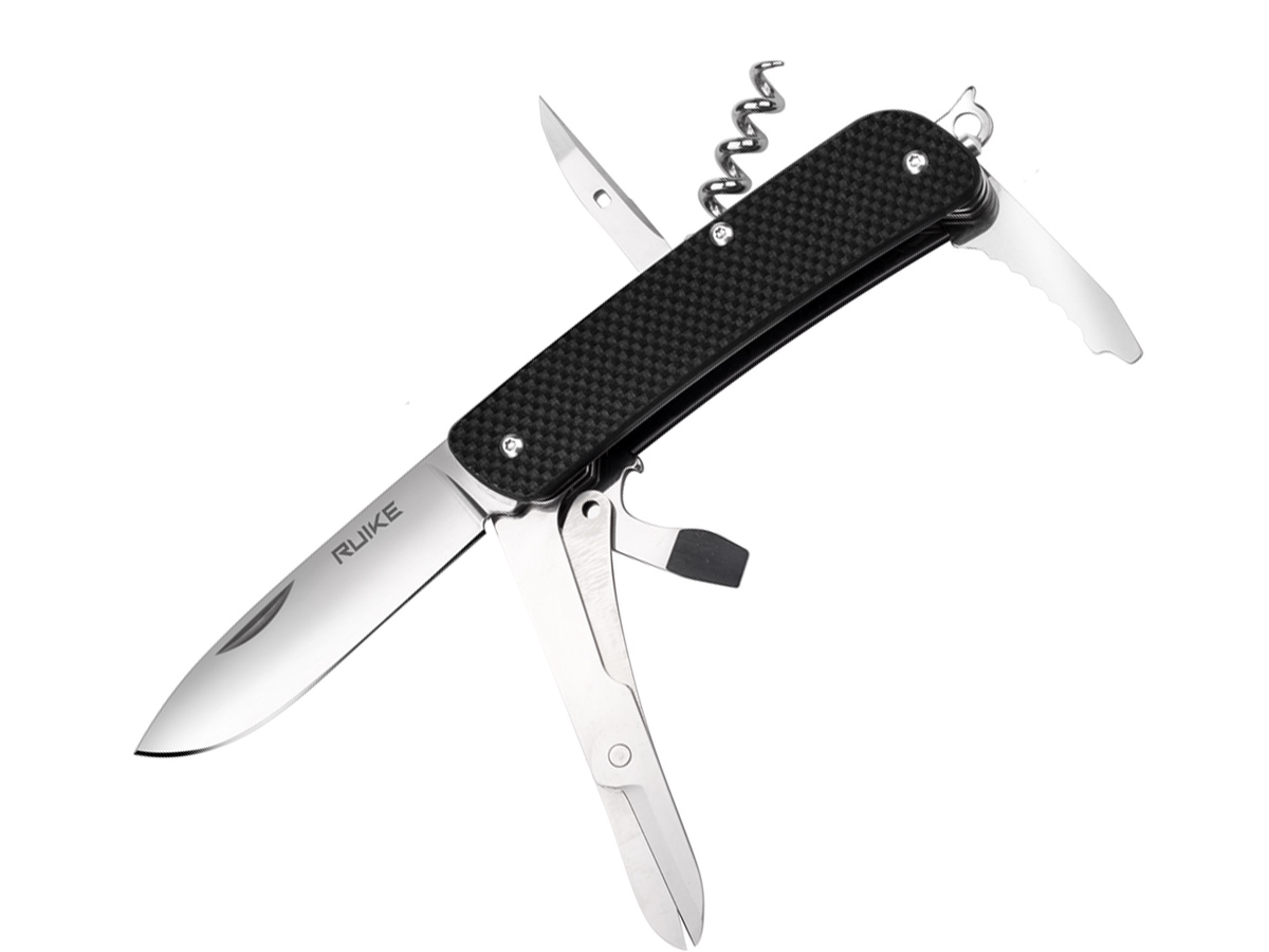 -ruike-l31-n 3.35 In. Straight Edge Folding Multifunction Knife, Clip Point - 18 Featured Tools, Brown