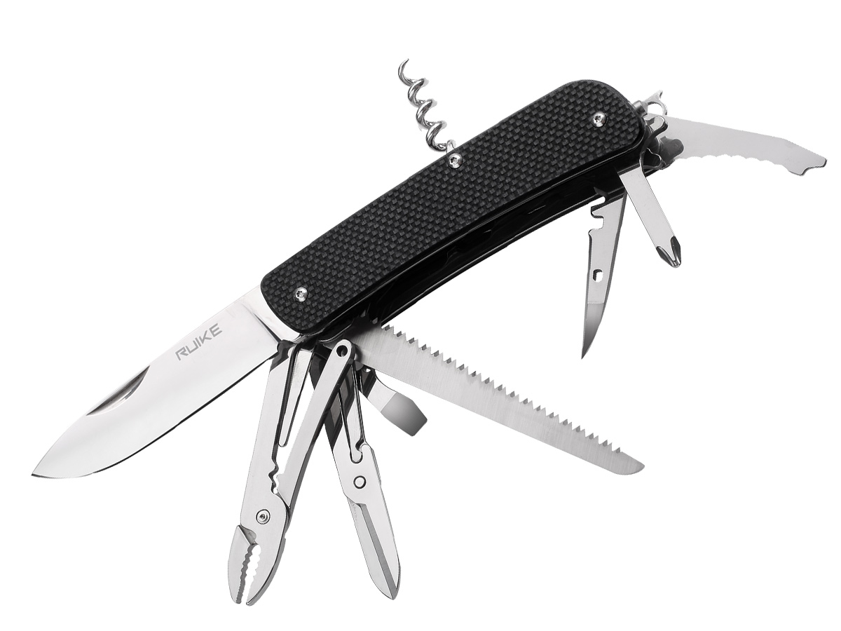-ruike-l51-n 3.35 In. Straight Edge Folding Multifunction Knife, Clip Point - 23 Featured Tools, Brown