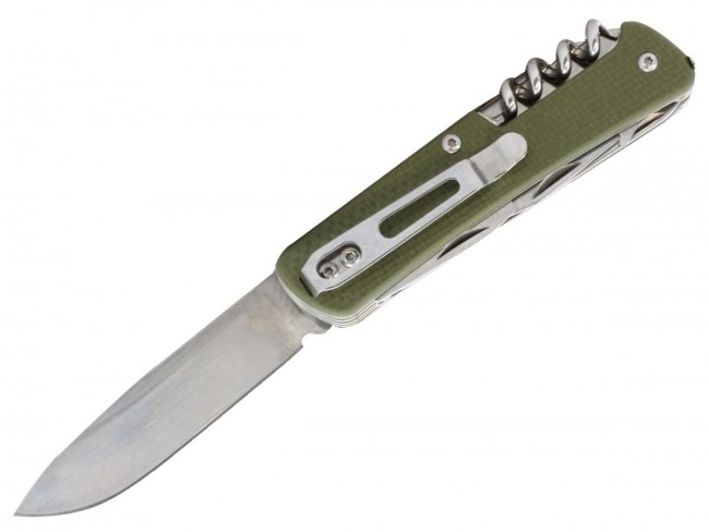 -ruike-m42-g 2.79 In. Straight Edge Folding Multifunction Knife - Clip Point, 16 Featured Tools - Green