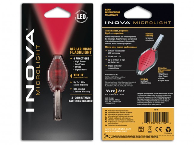 Inova Inova-cb-r Microlight 2 Led Micro Flashlight With Translucent Body - Night Vision Red Led