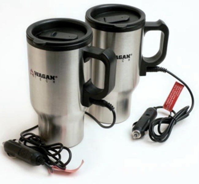 Wagan Wagan-2227-1 Ceramic Heated Travel Mugs - Silver