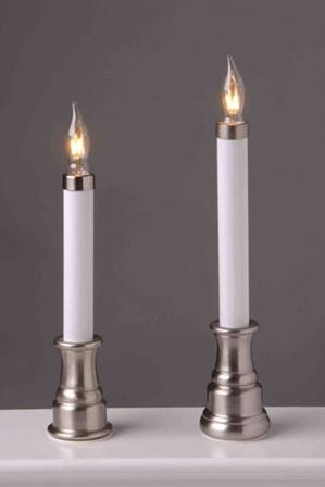 -sl9bn 9 In. 75w Tall Candle With White Pvc Sleeve Candle Cap & Clear Lamp, Brushed Nickel
