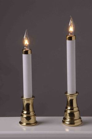 -sl9pb 9 In. 75w Tall Candle With White Pvc Sleeve Candle Cap & Clear Lamp, Polished Brass