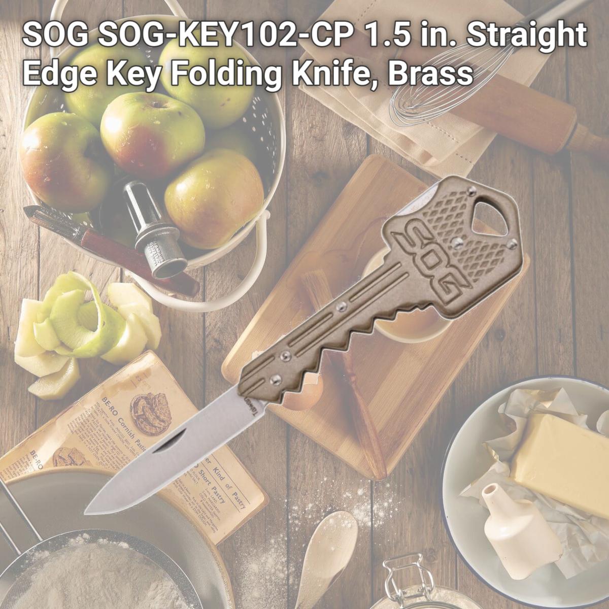 Picture of SOG SOG-KEY102-CP 1.5 in. Straight Edge Key Folding Knife, Brass