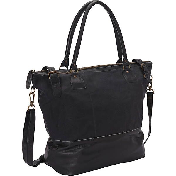 Cl-200 Large Leather Tote With Canvas Tote