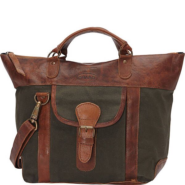 Cl-600 Satchel Leather & Canvas Handbag