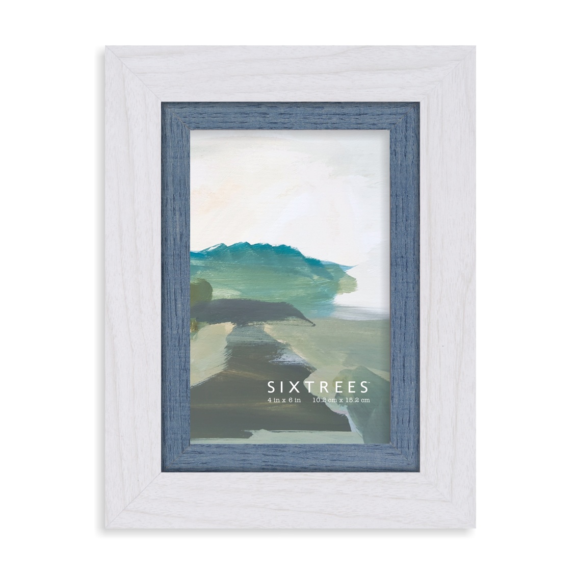 4 x 6 in. Shelby White & Blue Wood Picture Frame