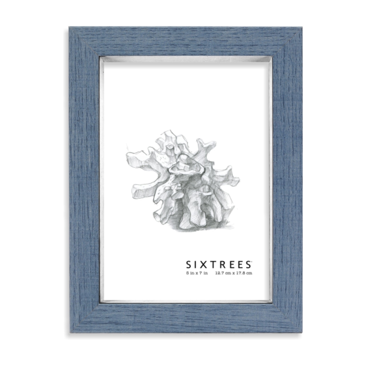 WD78857 5 x 7 in. Lawrence Blue & White Wood Picture Frame