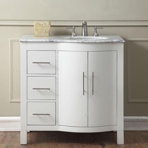 V0290ww36r 36 In. Carrara White Marble Top Single Sink Bathroom Vanity