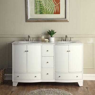 V0291ww60d 60 In. Carrara White Marble Top Double Sink Bathroom Vanity