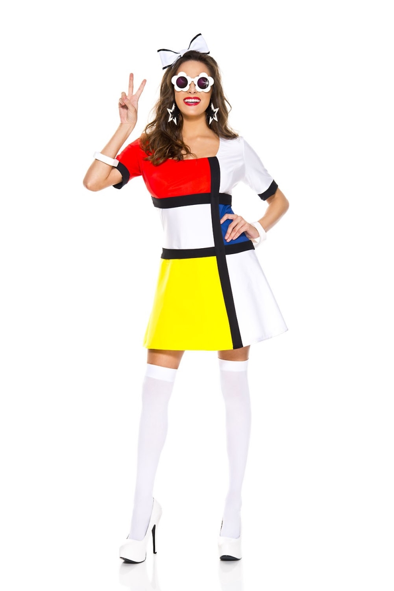 UPC 849450048404 product image for 70742-ML 3 Piece 60s Inspired Dress Head Bow & Glasses Costume, Medium & Lar | upcitemdb.com