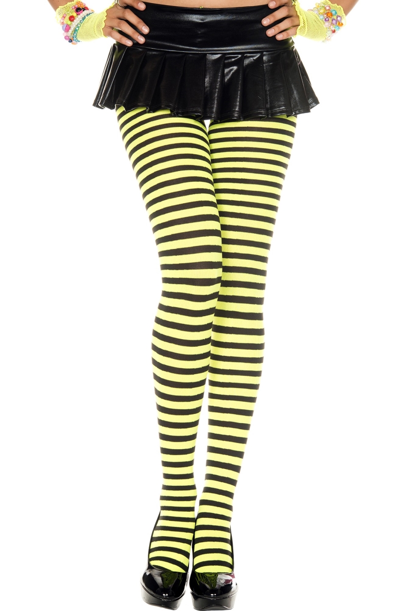 7471-blk-nyellow Striped Tights, Black & Yellow