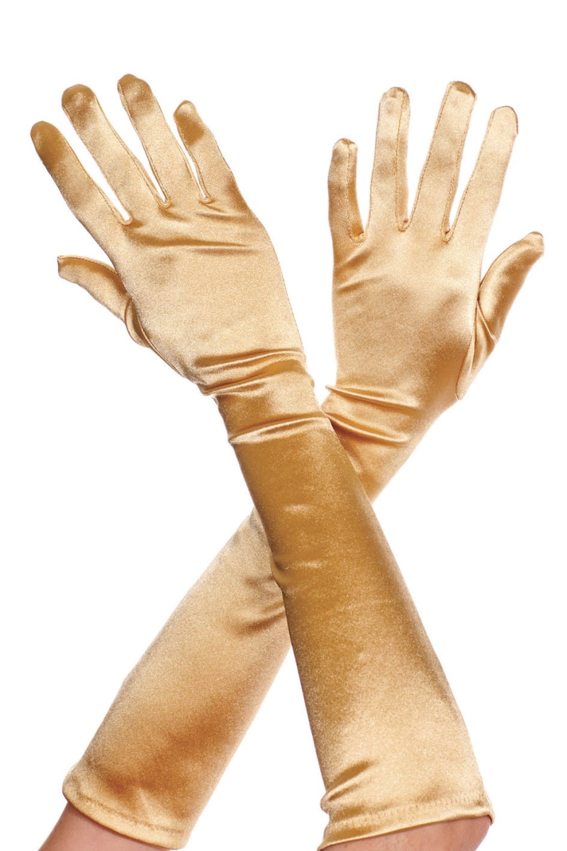 452-gold Extra Long Satin Gloves, Gold
