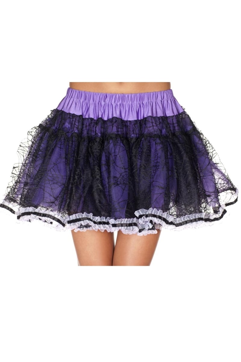 724-purple Purple Spider Web Mesh Ruffle Trim Petticoat, Purple