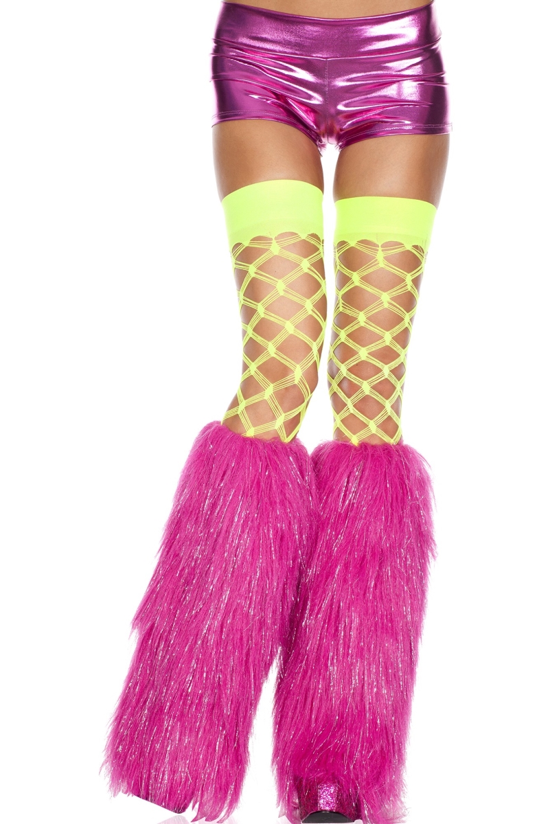 5537-hotpink Furry Lurex Leg Warmers, Hot Pink