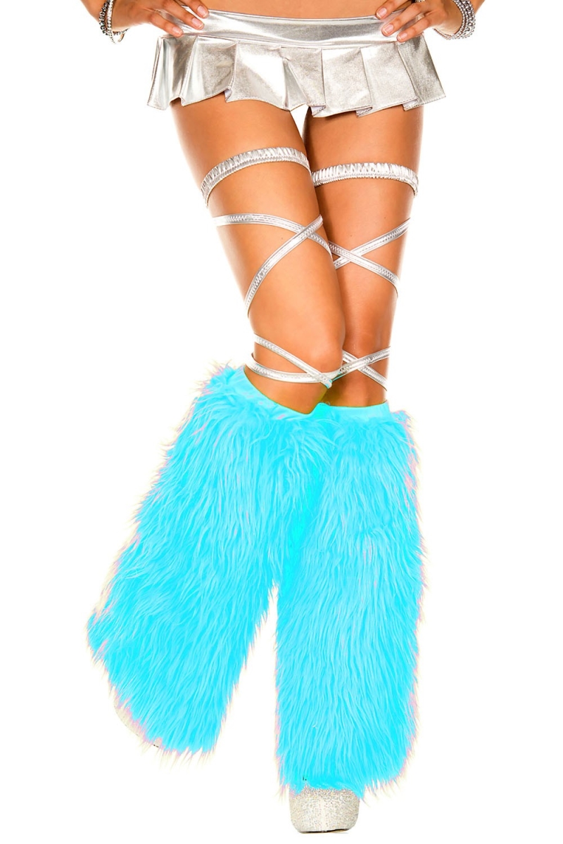 5535-turquoise Faux Fur Leg Warmers, Turquoise