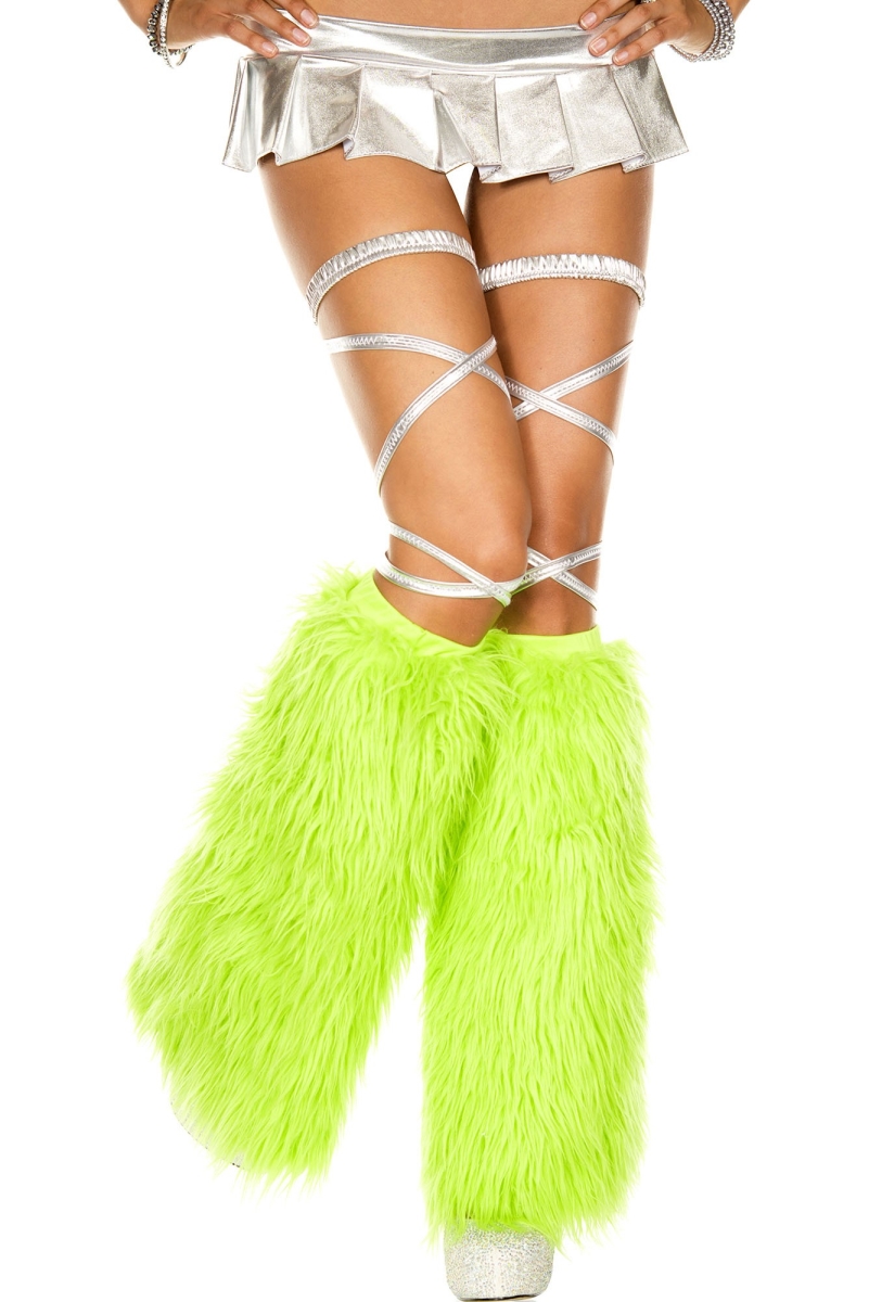 5535-neongreen Faux Fur Leg Warmers - Neon Green