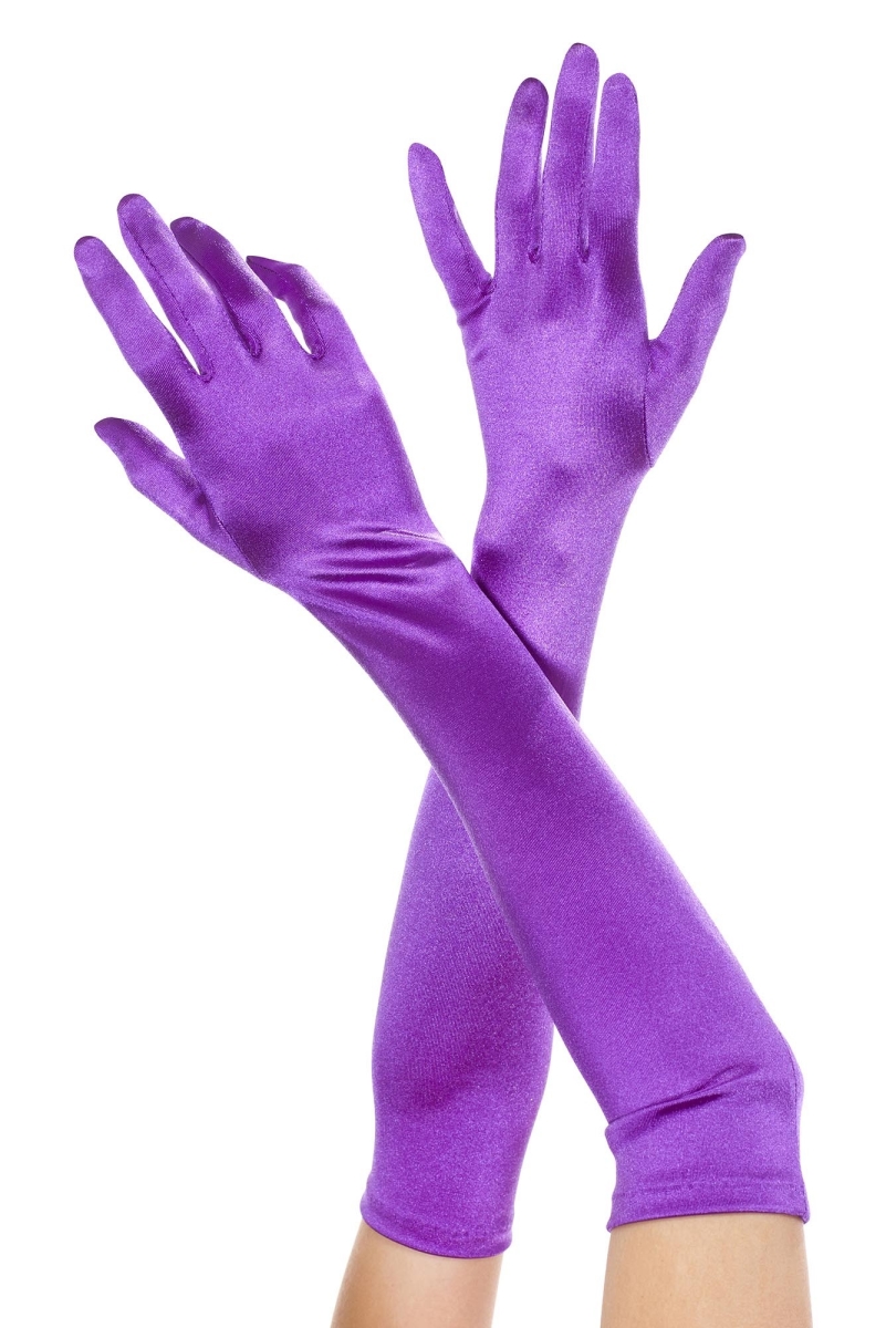 452-purple Extra Long Satin Gloves - Purple