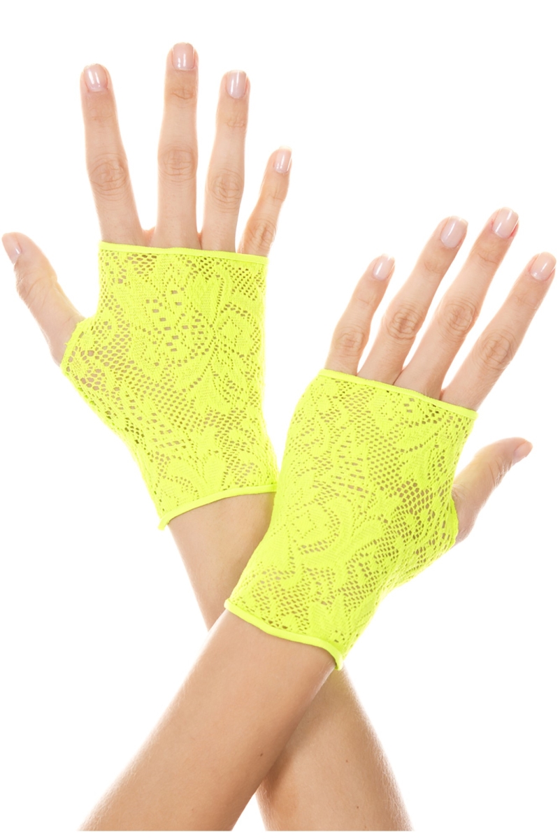 435-ngreen Lace Gloves, Neon Green