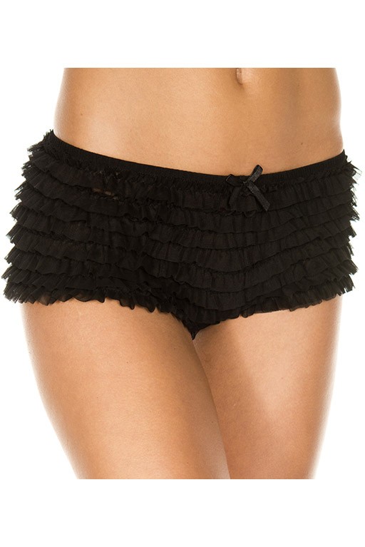 117-black Soft Ruffle Tanga, Black