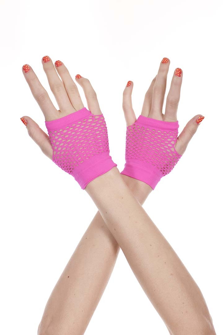 478-neonpink Thick Diamond Net Gloves, Neon Pink